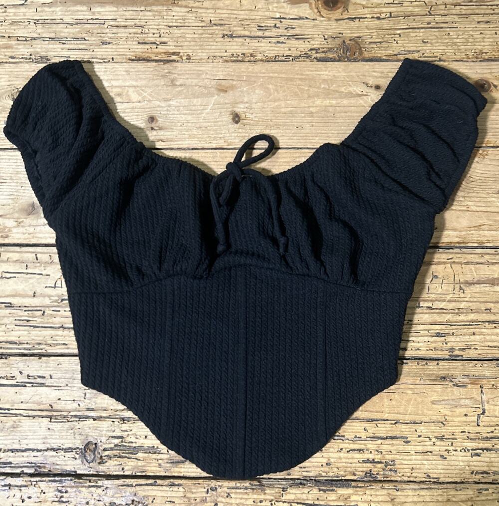 Sky To Moon Women’s Size M Black Corset Off The Shoulders Side Zip Top NWOT